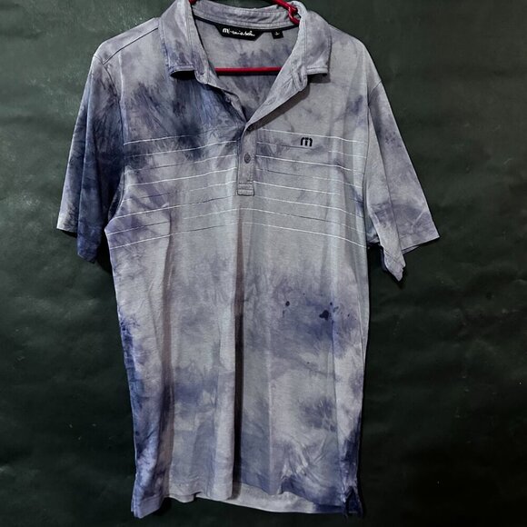 Travis Matthew Tee Shirt Size Large  Blue Tie Dyed Tied Dye Purple Polo - Picture 1 of 7